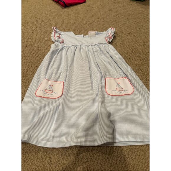 Shrimp and Grits Kids size 6 knit dress boat embroidery ruffles - Picture 1 of 5
